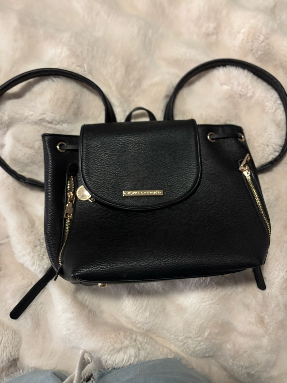 Poppy and Peonies Vagabond mini Back pack /  handbag vegan